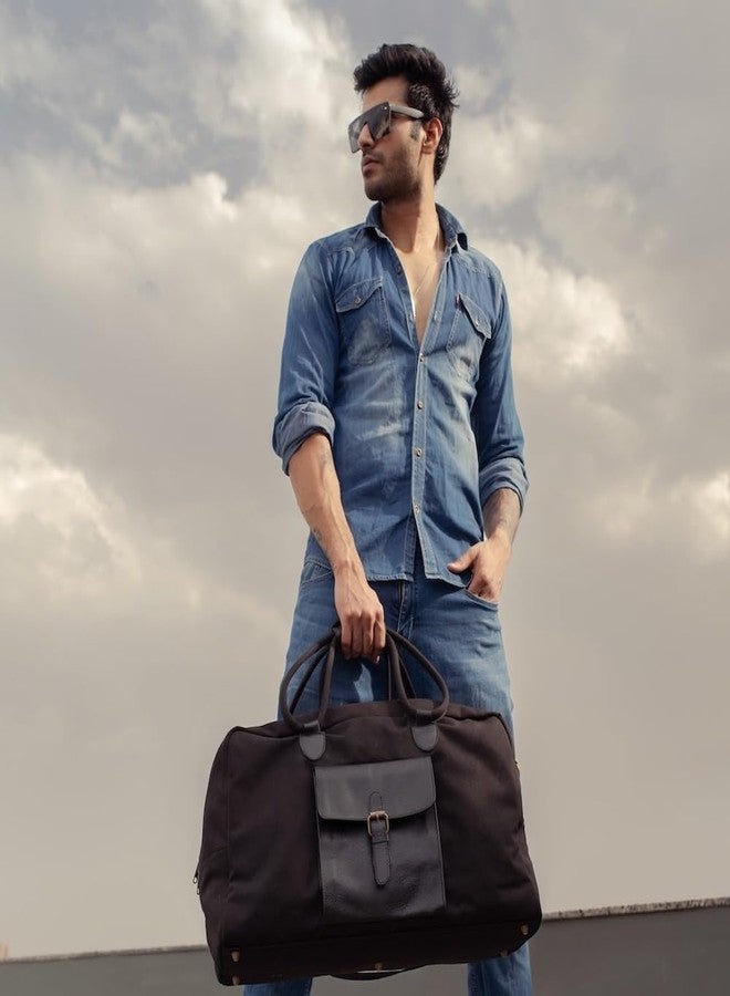 Mona B 30L Travel Duffle Bag for Men and Women with Adjustable Shoulder Strap - Black - Image 2